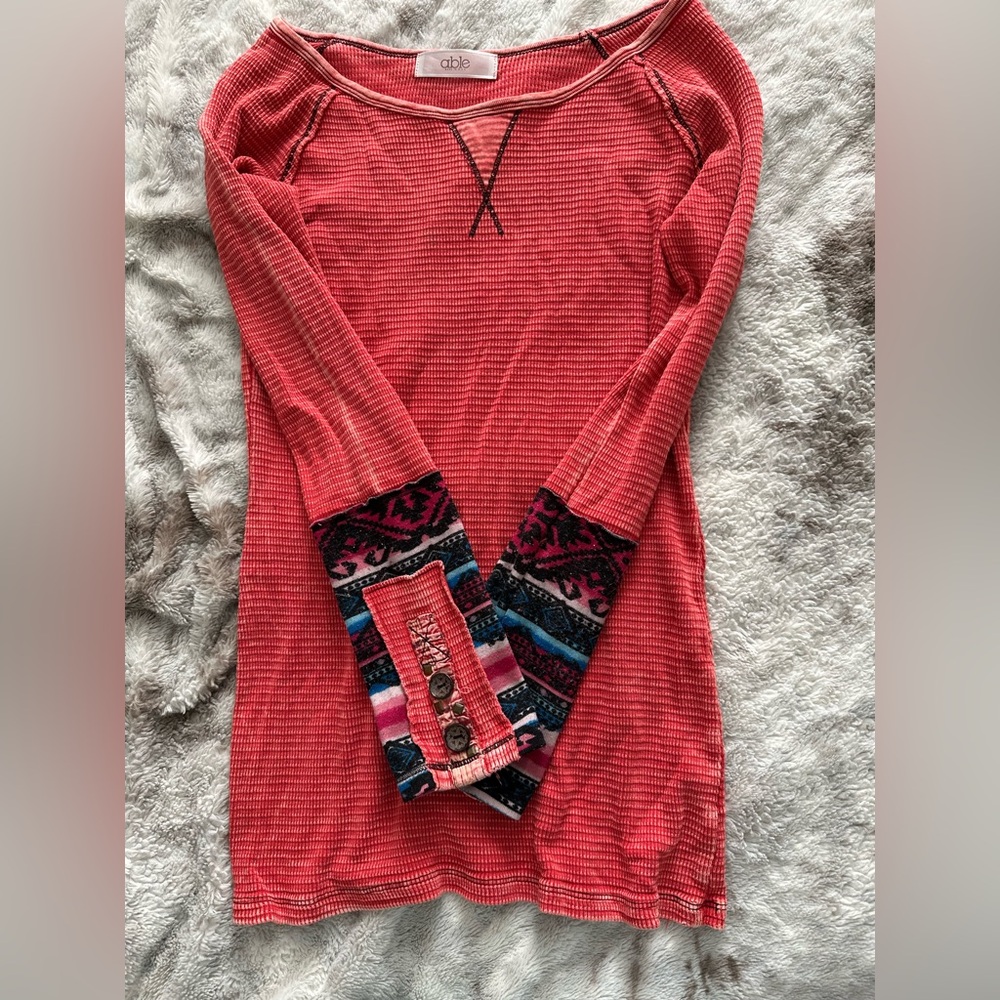 Able Red Fitted Embellished Tunic